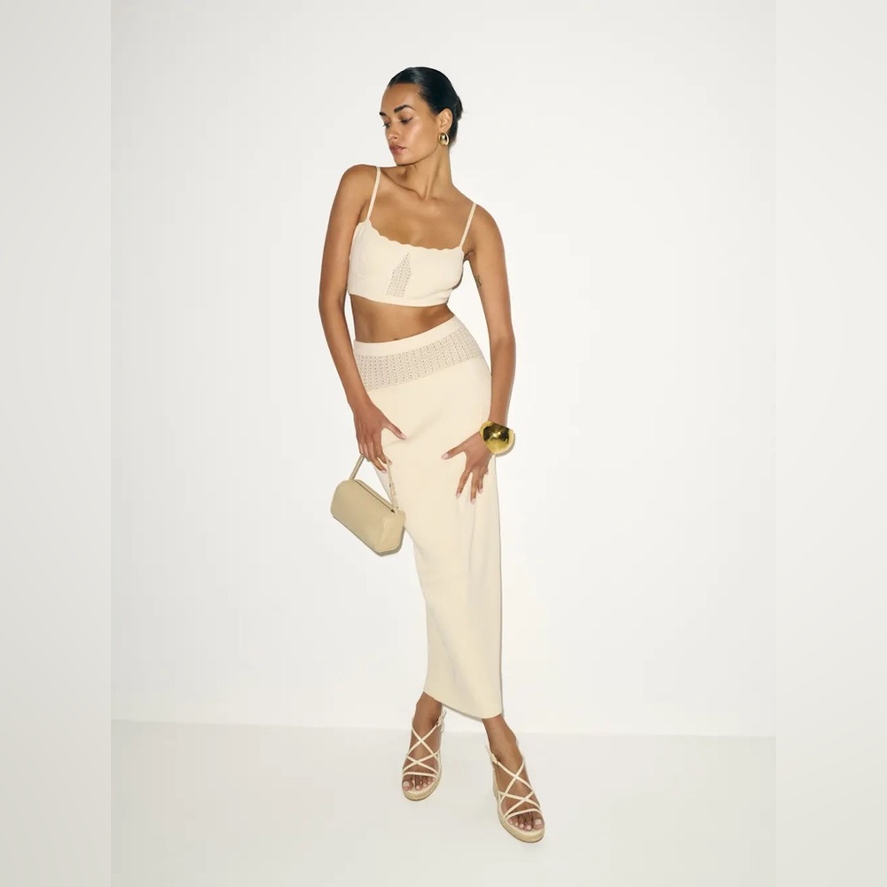 Reformation Cream Lace Knit Skirt